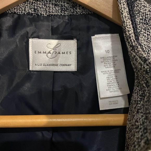 Emma James navy and white tweed jacket women’s size 10 NWOT - Picture 5 of 7